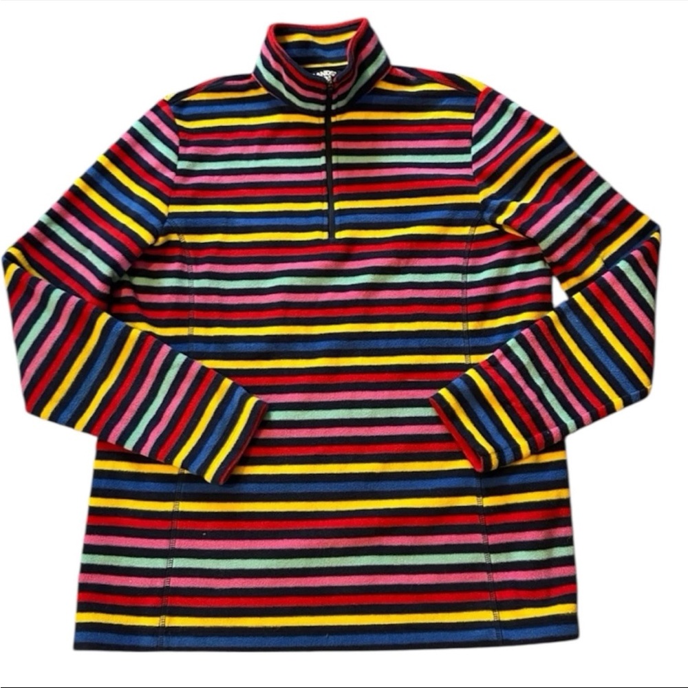 Youth Lands End Multi Colored Cozy Striped Fleece Size Medium (10-12)
